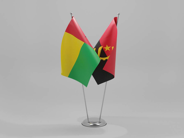 Angola - Bandiere di cooperazione Guinea Bissau, sfondo bianco - Render 3D - Foto, immagini