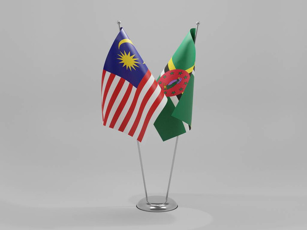 Dominika - Malajsie Spolupráce vlajky, bílé pozadí - 3D vykreslování - Fotografie, Obrázek