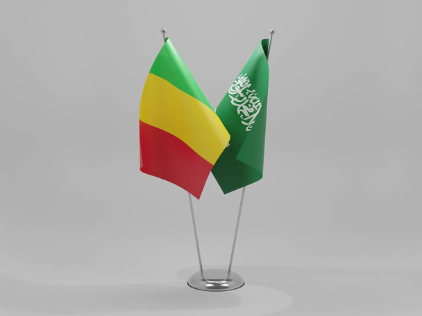 Arabia Saudita - Banderas de cooperación de Malí, fondo blanco - 3D Render - Foto, Imagen