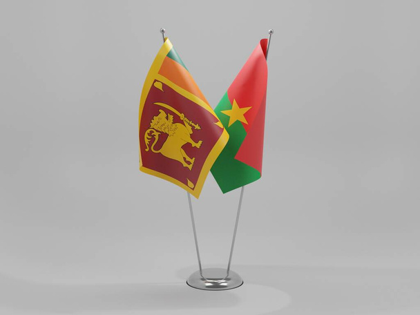 ブルキナファソ-スリランカ協力旗、白背景- 3Dレンダリング - 写真・画像