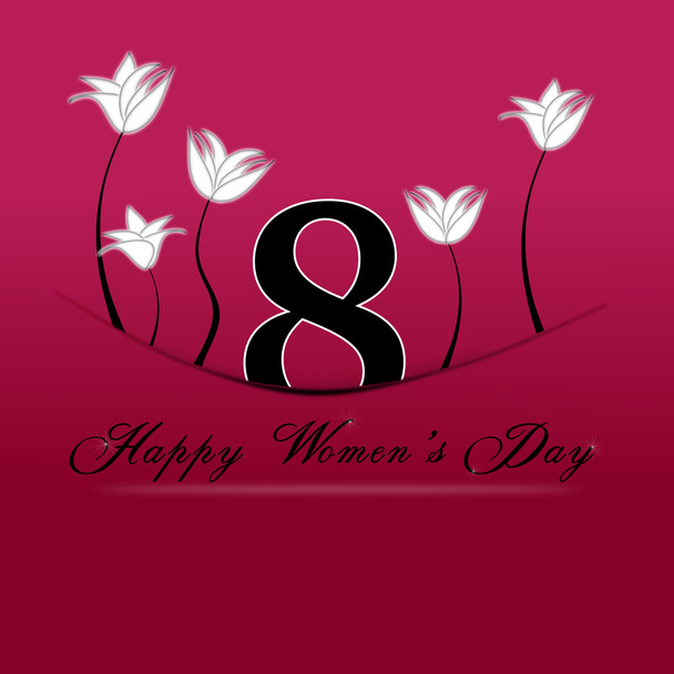Happy Women's Day on March 8th. 8 march tucked with pocket on a red background. - Photo, Image