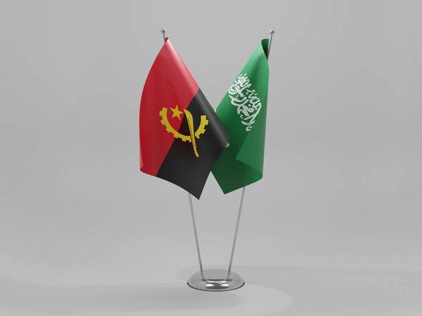 Saudi Arabia - Angola Cooperation Flags, White Background - 3D Render - Photo, Image