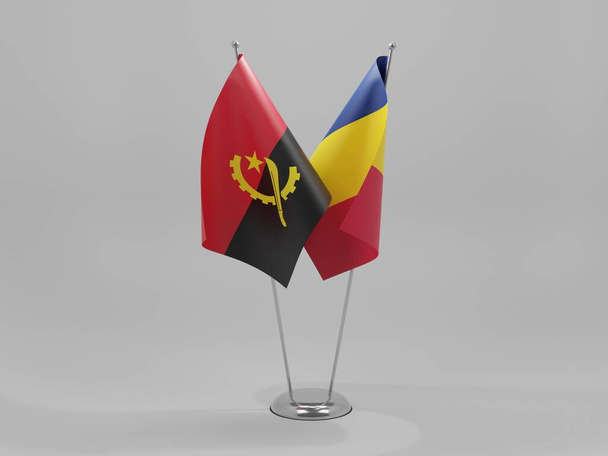 Чад - Ангола Флаги сотрудничества, белый фон - 3D рендер - Фото, изображение
