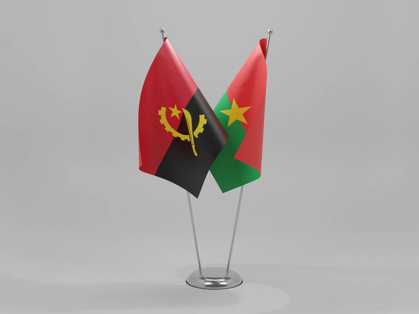 Burkina Faso - Angola Banderas de cooperación, fondo blanco - 3D Render - Foto, imagen