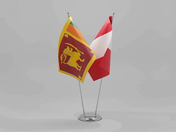 Перу - Шри-Ланка Флаги сотрудничества, белый фон - 3D рендер - Фото, изображение