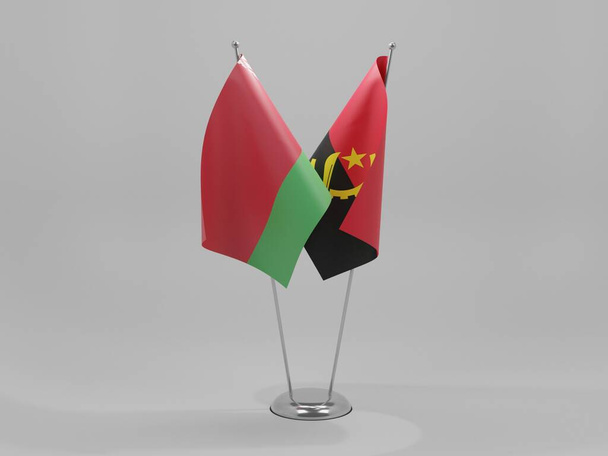 Angola - Bandiere di cooperazione Bielorussia, sfondo bianco - Render 3D - Foto, immagini