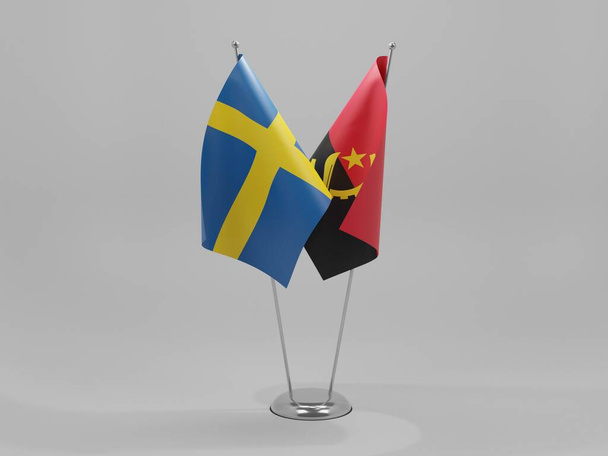 Angola - Szwecja Flagi współpracy, białe tło - Render 3D - Zdjęcie, obraz