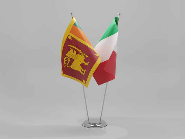 Itálie - Srí Lanka Vlajky spolupráce, Bílé pozadí - 3D Render - Fotografie, Obrázek