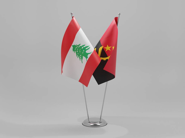 Σημαίες Συνεργασίας Αγκόλα - Λιβάνου, Λευκό Φόντο - 3D Render - Φωτογραφία, εικόνα