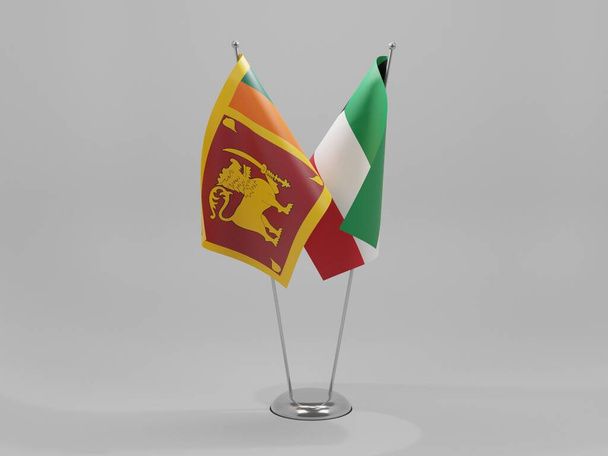 Kuwait - Bandeiras de cooperação do Sri Lanka, fundo branco - 3D Render - Foto, Imagem
