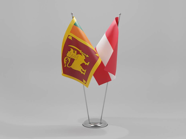 Rakousko - Srí Lanka Vlajky spolupráce, Bílé pozadí - 3D Render - Fotografie, Obrázek