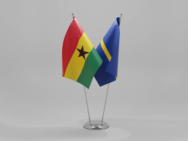 Nauru - Ghana Cooperation Flags, White Background - 3D Render - Photo, Image