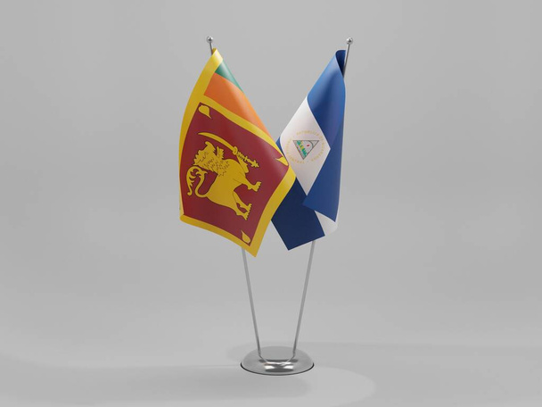 Nicaragua - Srí Lanka-i együttműködési zászlók, fehér háttér - 3D Render - Fotó, kép