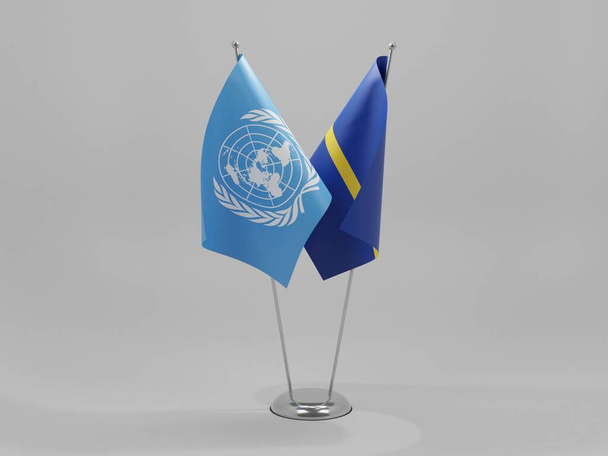 ナウル-国連協力旗、白の背景- 3Dレンダリング - 写真・画像