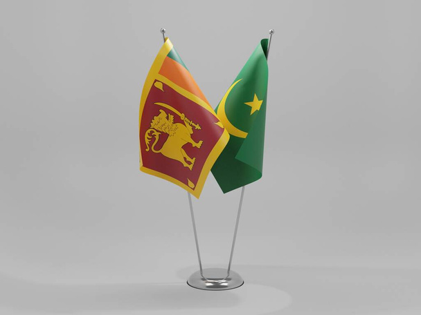 Mauritánie - Srí Lanka Vlajky spolupráce, bílé pozadí - 3D vykreslování - Fotografie, Obrázek