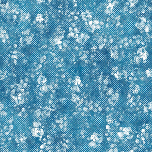 シームレスブルーインクペンクロスタッチの青写真パターン - 写真・画像