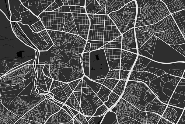 マドリードの都市地図。ベクトルイラスト,マドリード地図グレースケールアートポスター.市街地ビューの道路と街の地図画像. - ベクター画像
