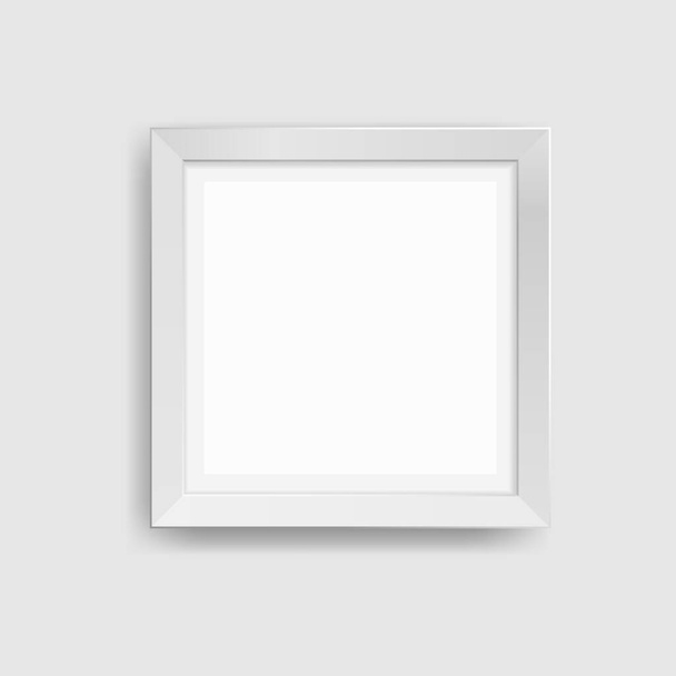 白い背景に隔離された壁の画像フレームテンプレート。影と境界線のベクトルイラストと空白の写真フレーム。博物館の写真や画像のための空のフレーム。テキストのためのフリースペース. - ベクター画像