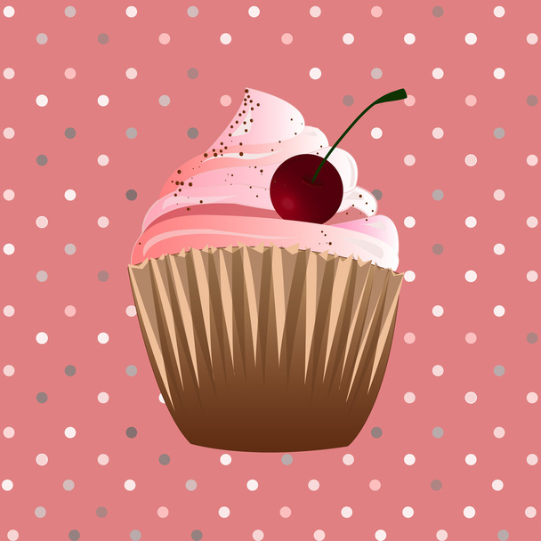  cupcake on the pink background - Διάνυσμα, εικόνα