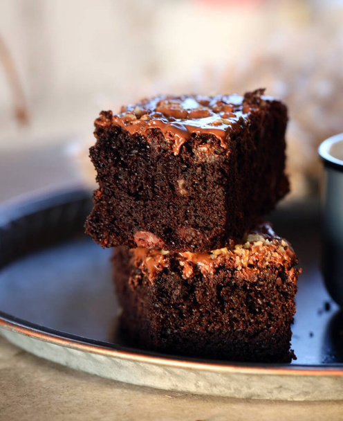 κέικ σοκολάτας, μπράουνις και καφέ - Φωτογραφία, εικόνα