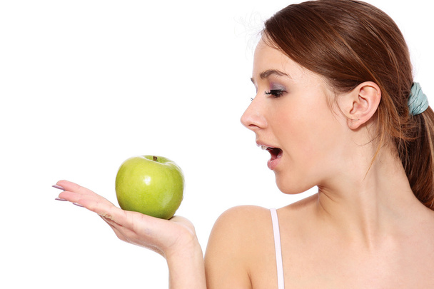 Girl with green apple - Photo, Image