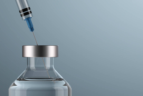 corona virus vaccination with syringe as background - 3D Illustration - Photo, Image
