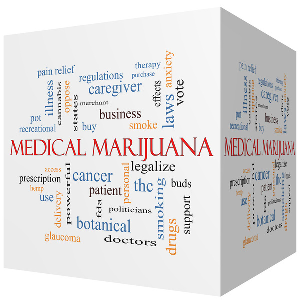 Marijuana médicale 3D cube Word Cloud Concept
 - Photo, image