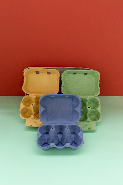 empty color paper egg box case holder - Foto, Imagem