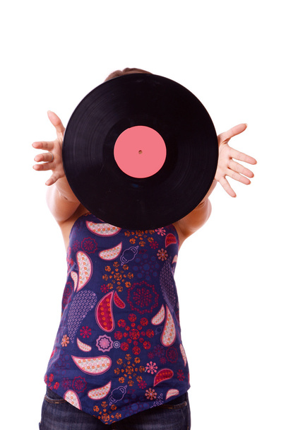 Musik. woman in vinyl - Photo, Image