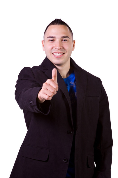 Handsome Hispanic Businessman Giving the Thumbs Up - Foto, imagen