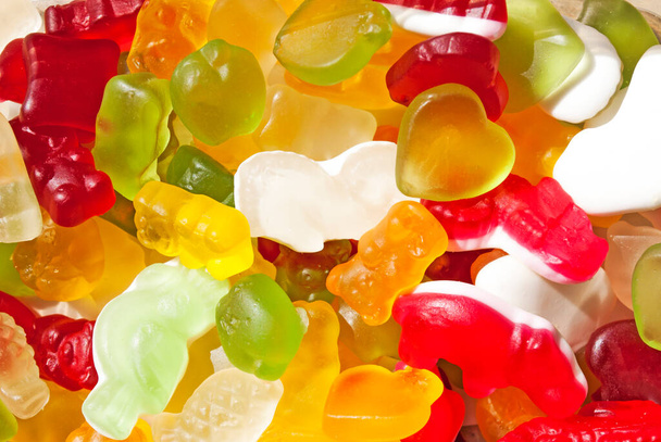 Various jelly candies background. Bright background from sweets. - 写真・画像
