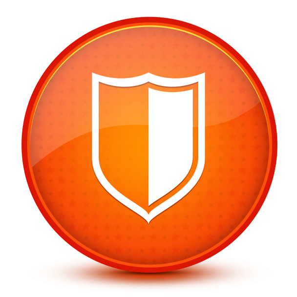 Shield aesthetic glossy orange round button abstract illustration - Zdjęcie, obraz