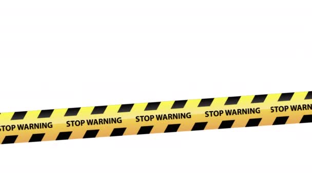 Yellow plastic caution tape or warning tape. Stripe tape with police line motion 4k video - Footage, Video