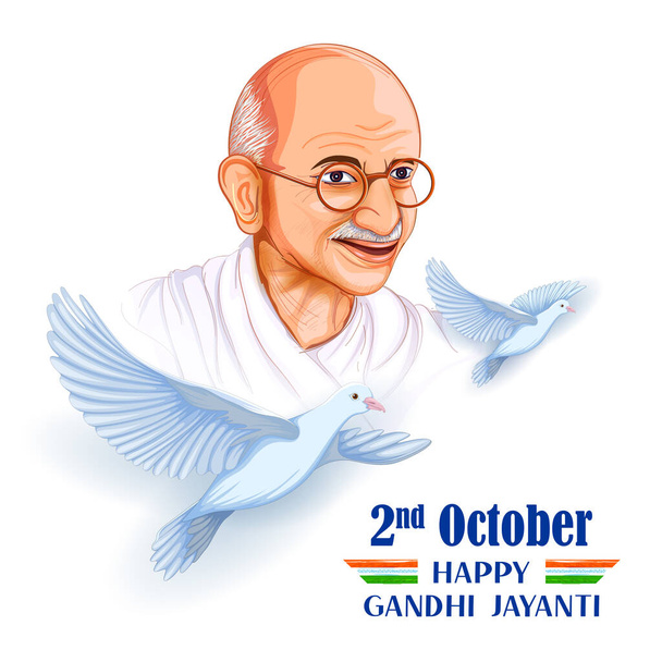 Indien-Hintergrund mit Nationalheld und Freiheitskämpfer Mahatma Gandhi, im Volksmund bekannt als Bapu für den 2. Oktober Gandhi Jayanti - Vektor, Bild