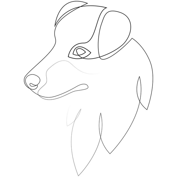 Australian Shepherd vector Dog portrait. Continuous line. Dog line drawing - Vector, imagen