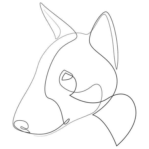 Bull Terrier vector Dog portrait. Continuous line. Dog line drawing - Vector, imagen