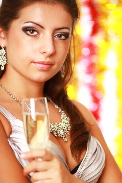 Woman with champagne glass - Fotoğraf, Görsel