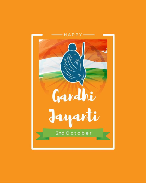 Vektorillustration von Gandhi Jayanti, die das Bild von Mahatma Gandhi mit indischer Flagge zeigt. Gandhi Jayanti feiert am 2. Oktober seinen Geburtstag.  - Vektor, Bild