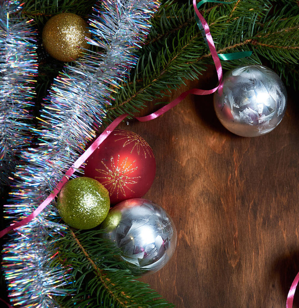 Christmas decorations for the tree on a wooden table - Photo, Image