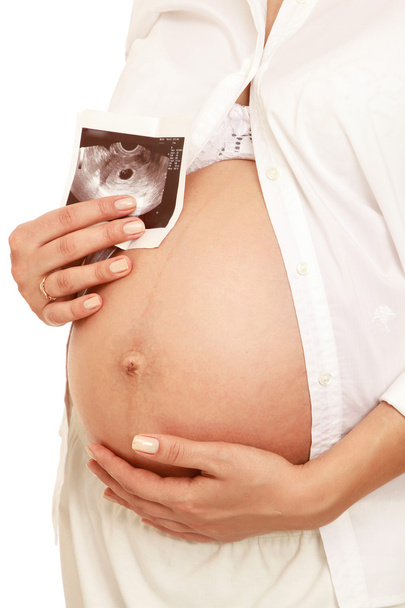 Pregnant mother isolated on white - Zdjęcie, obraz