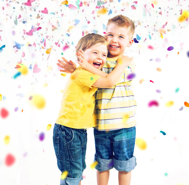 Two cute brothers enjoying colorful world - Foto, imagen