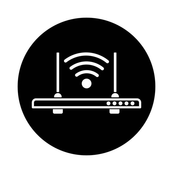 Ícone do roteador de sinal sem fio. Wi Fi Router Ícone de bolha plana - Vetor, Imagem
