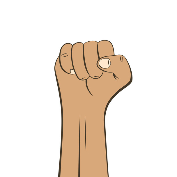 Clenched fist male hand raised up - Vector, imagen