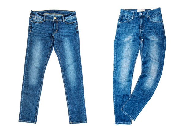 Blauwe jeans geïsoleerd op wit - Foto, afbeelding