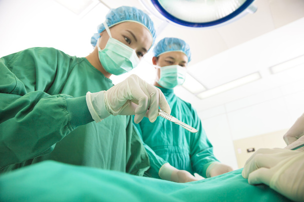Cirujano profesional de medicina estética operando con bisturí
 - Foto, imagen