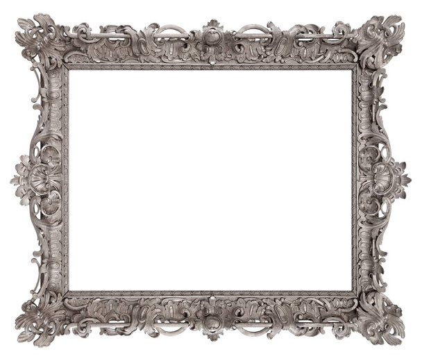 Marco de plata para pinturas, espejos o fotos aisladas sobre fondo blanco - Foto, imagen