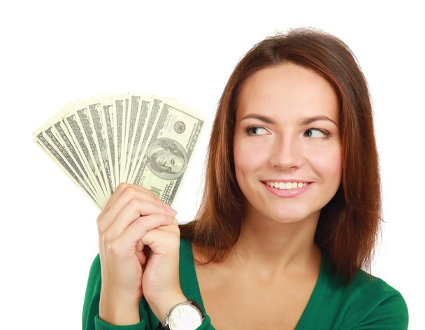 Woman with dollars in her hands - Fotografie, Obrázek