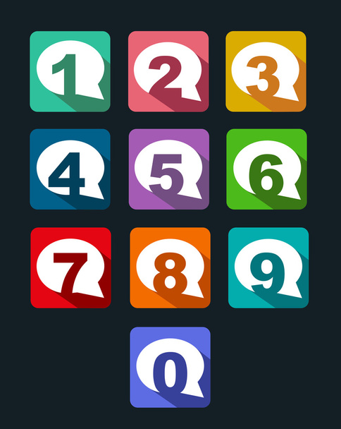 Flat icons bubble conversation numbers with long shadow - Vector, Image