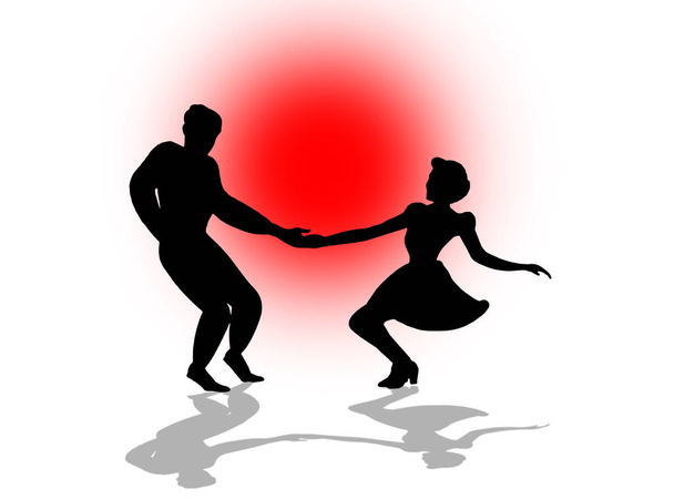 Swing Dance Couple illustration - Фото, изображение