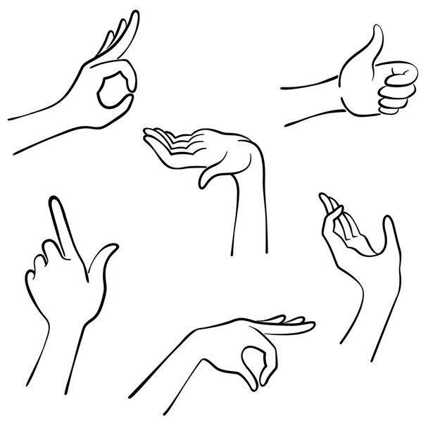 Hands lines icons in a realistic poses - Vector, Image